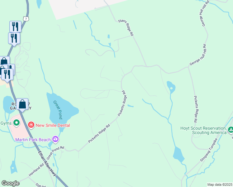 map of restaurants, bars, coffee shops, grocery stores, and more near 5 Olmstead Road in Redding