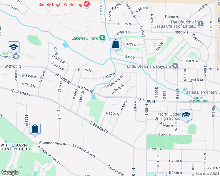 map of restaurants, bars, coffee shops, grocery stores, and more near 3196 Mount Lomond Drive in Ogden