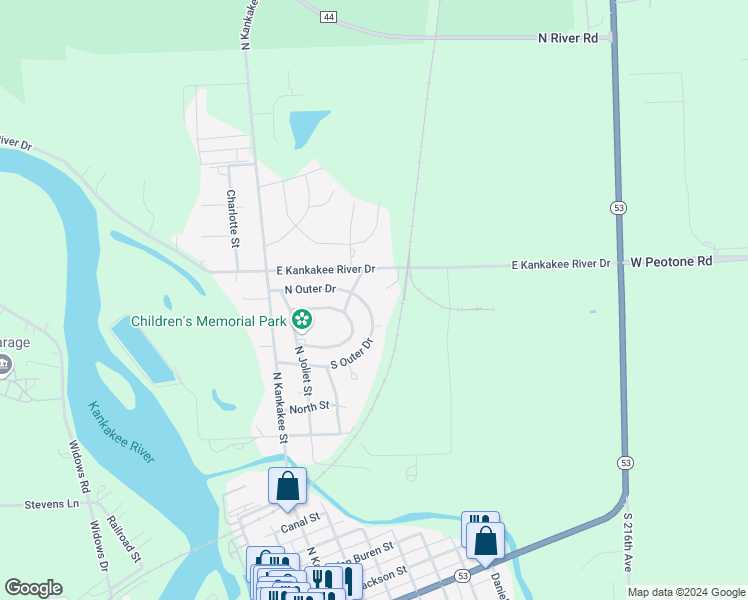map of restaurants, bars, coffee shops, grocery stores, and more near 641 South Outer Drive in Wilmington