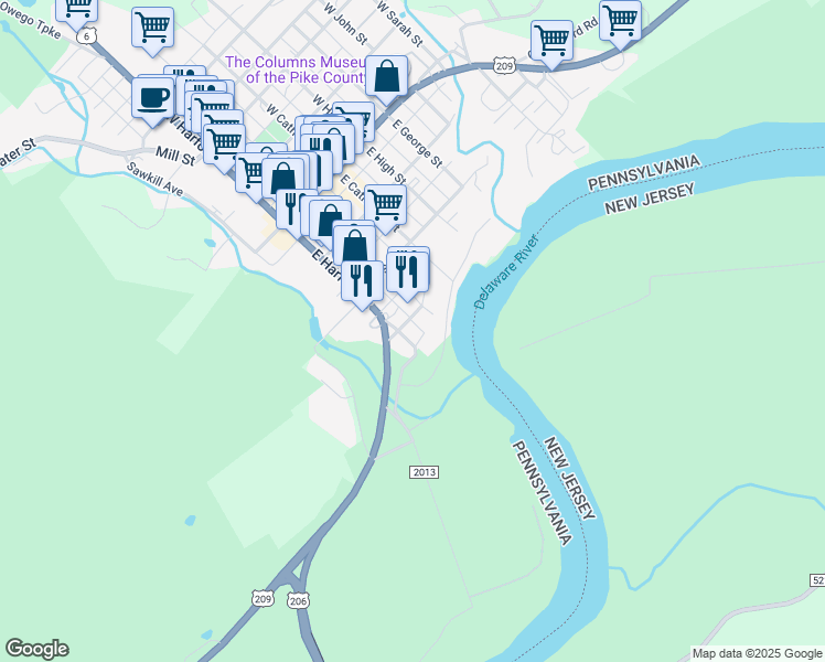 map of restaurants, bars, coffee shops, grocery stores, and more near 404 East Harford Street in Milford