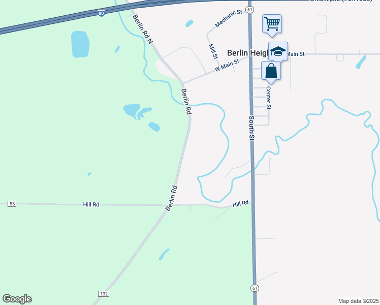 map of restaurants, bars, coffee shops, grocery stores, and more near 11908 Berlin Road in Berlin Heights