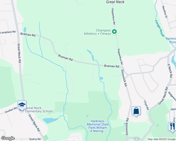 map of restaurants, bars, coffee shops, grocery stores, and more near 5 Goundry Drive in Waterford