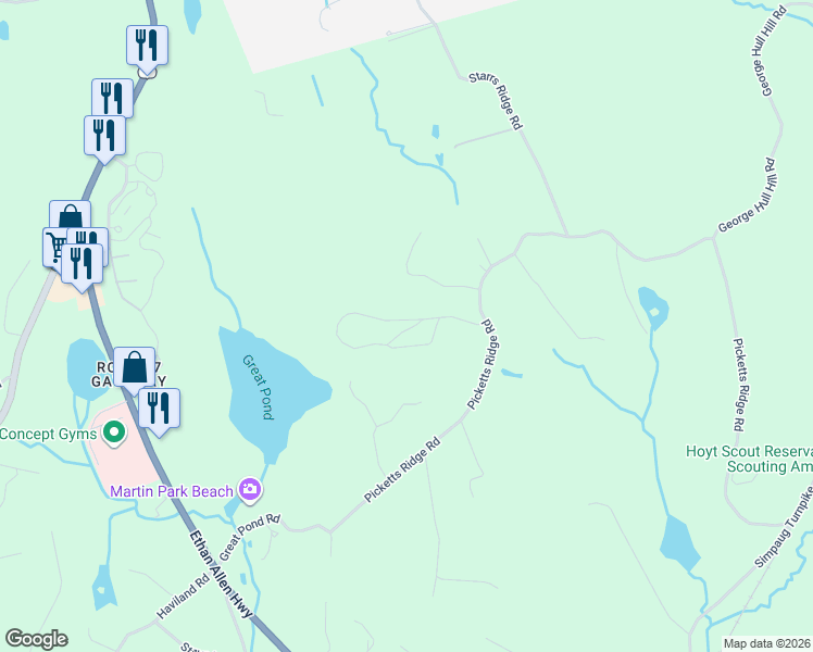 map of restaurants, bars, coffee shops, grocery stores, and more near 60 Olmstead Road in Redding