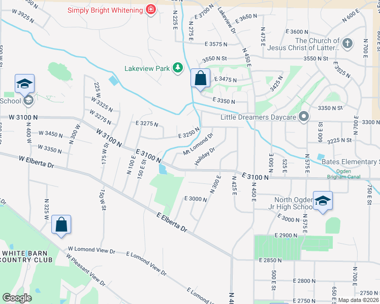 map of restaurants, bars, coffee shops, grocery stores, and more near 3196 Mount Lomond Drive in Ogden