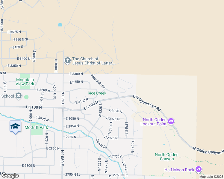 map of restaurants, bars, coffee shops, grocery stores, and more near 3144 Mountain Road in North Ogden