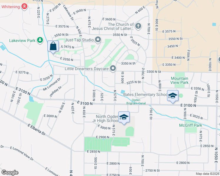 map of restaurants, bars, coffee shops, grocery stores, and more near 565 3200 North Street in Ogden