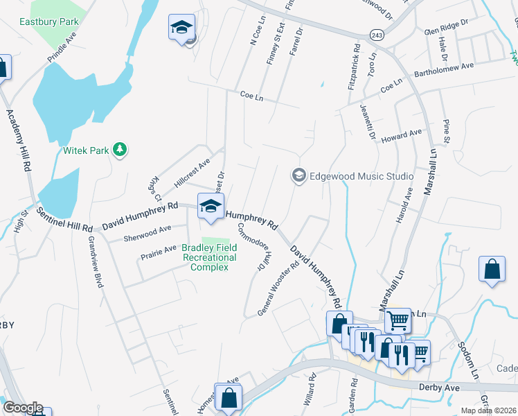 map of restaurants, bars, coffee shops, grocery stores, and more near 2 Selma Avenue in Derby