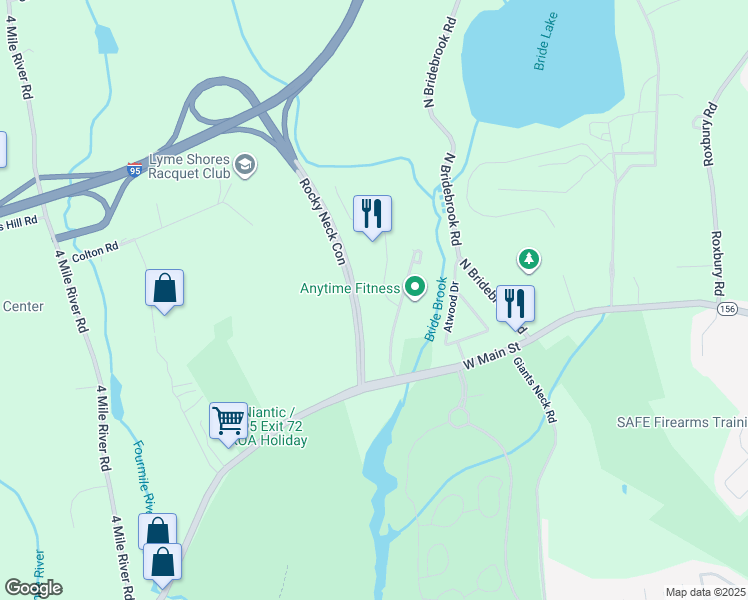map of restaurants, bars, coffee shops, grocery stores, and more near 5 Freedom Way in East Lyme