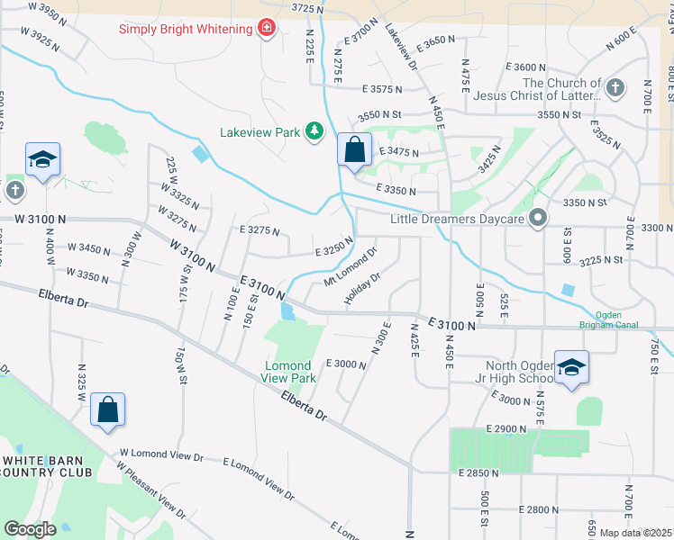 map of restaurants, bars, coffee shops, grocery stores, and more near 3197 Mount Lomond Drive in Ogden