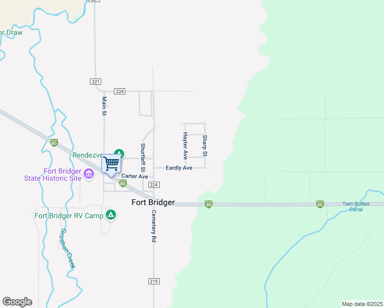 map of restaurants, bars, coffee shops, grocery stores, and more near 179-205 Eardly Avenue in Fort Bridger