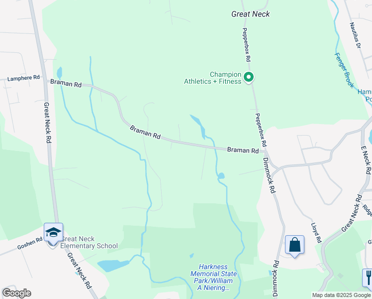 map of restaurants, bars, coffee shops, grocery stores, and more near 5 Goundry Drive in Waterford