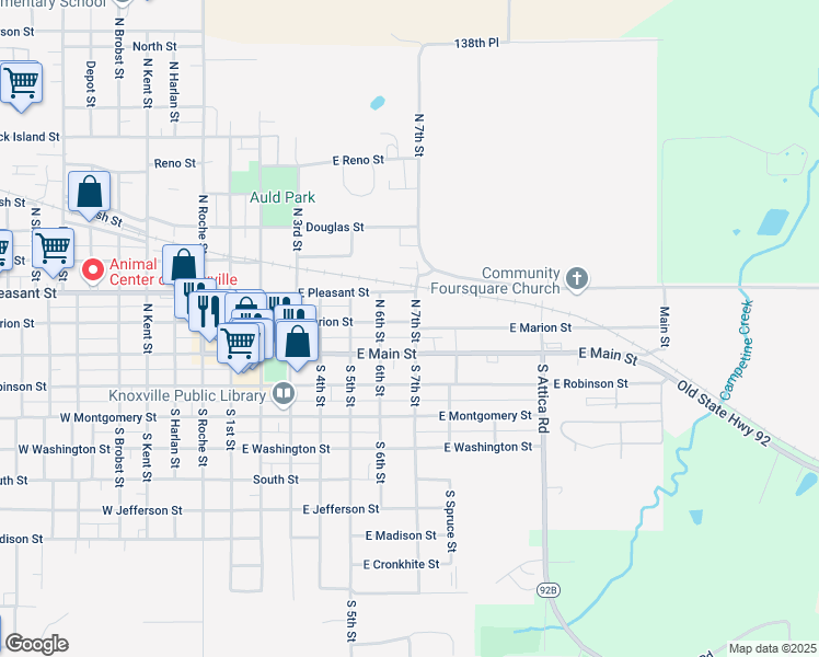 map of restaurants, bars, coffee shops, grocery stores, and more near 701 East Main Street in Knoxville