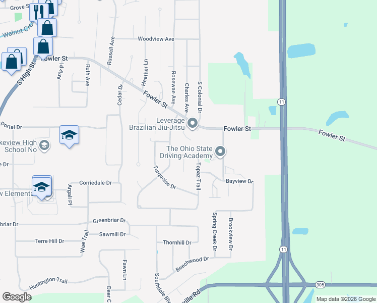 map of restaurants, bars, coffee shops, grocery stores, and more near 103 Emerald Circle in Cortland