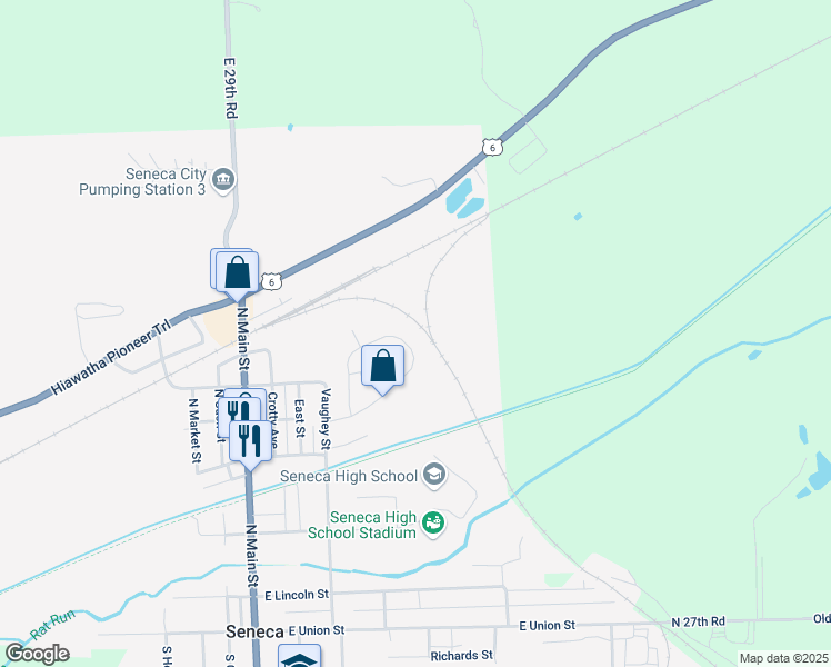 map of restaurants, bars, coffee shops, grocery stores, and more near 141 Valley View Drive in Seneca