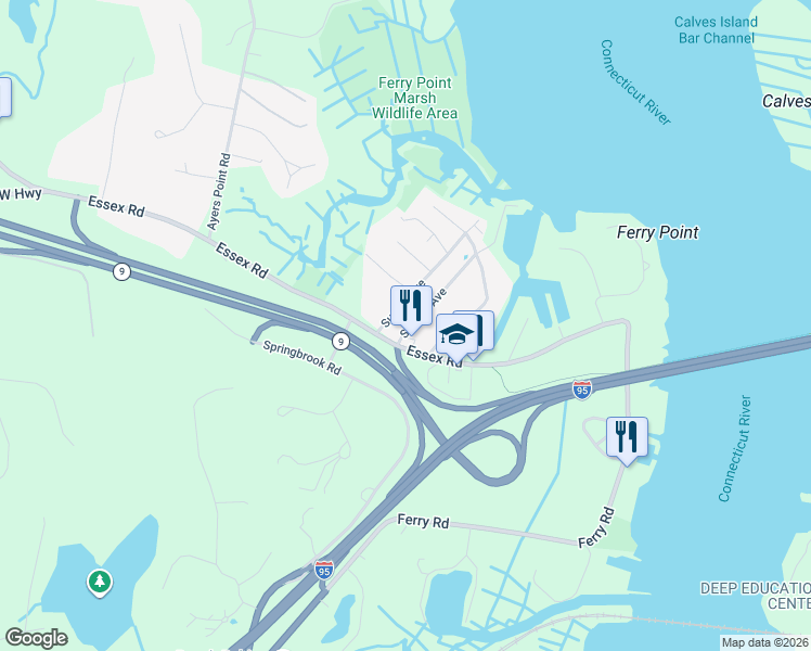 map of restaurants, bars, coffee shops, grocery stores, and more near 9 Sunset Avenue in Old Saybrook