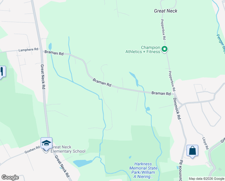 map of restaurants, bars, coffee shops, grocery stores, and more near 56 Braman Road in Waterford