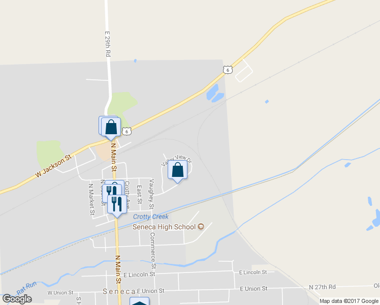 map of restaurants, bars, coffee shops, grocery stores, and more near 141 Valley View Drive in Seneca