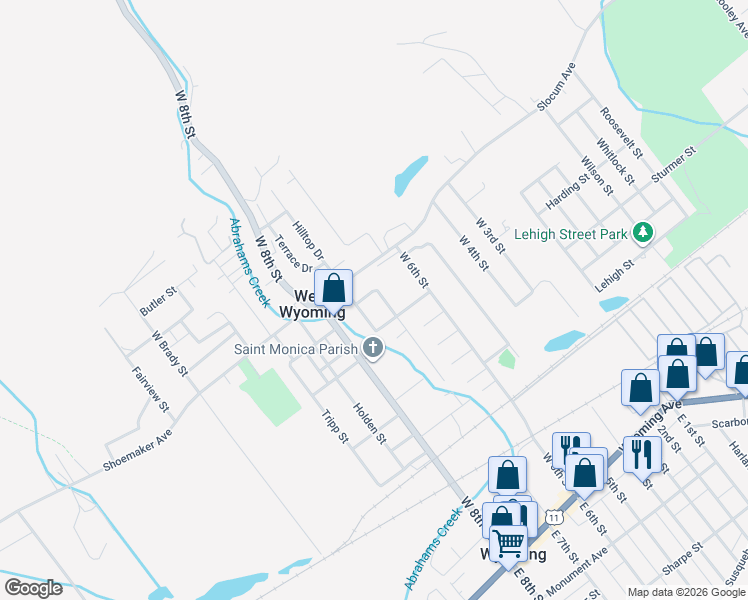 map of restaurants, bars, coffee shops, grocery stores, and more near 635 Avenue E in West Wyoming