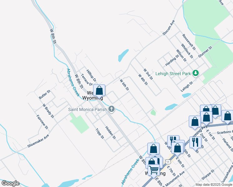map of restaurants, bars, coffee shops, grocery stores, and more near 12 Florida Avenue in Wyoming