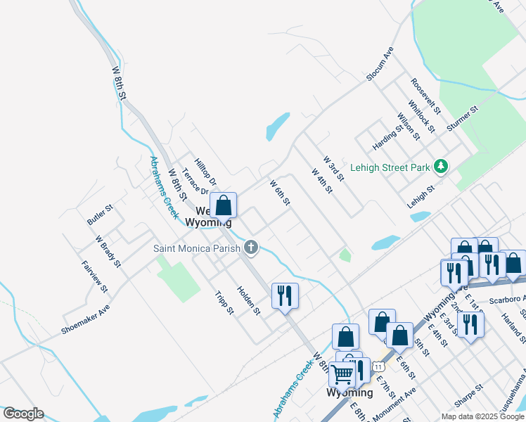 map of restaurants, bars, coffee shops, grocery stores, and more near 12 Florida Avenue in Wyoming