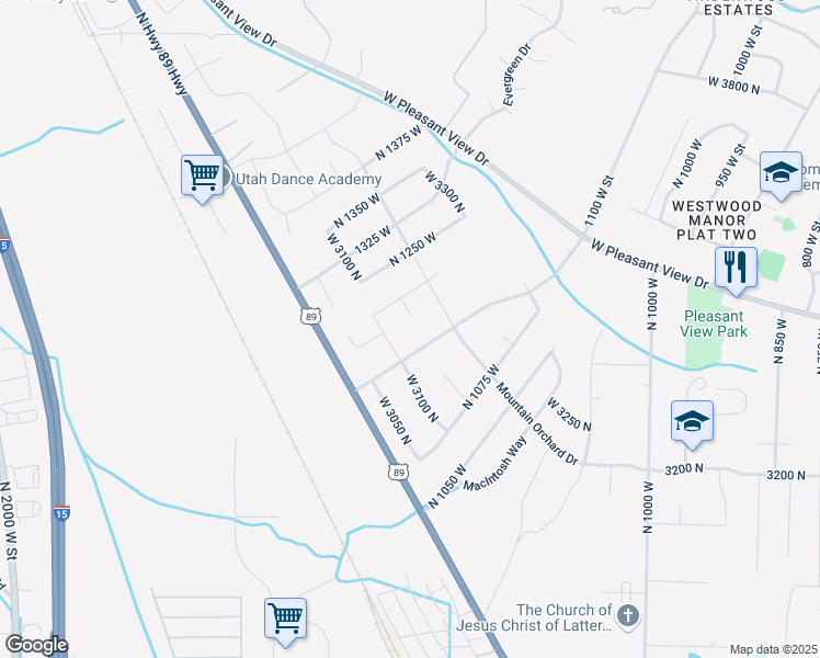 map of restaurants, bars, coffee shops, grocery stores, and more near 3141 North 1100 West in Pleasant View