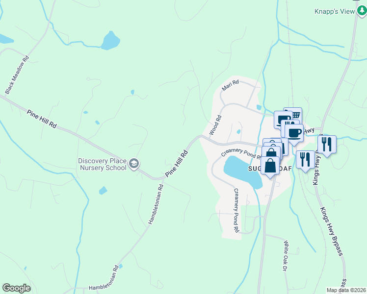 map of restaurants, bars, coffee shops, grocery stores, and more near 84 Pine Hill Road in Chester
