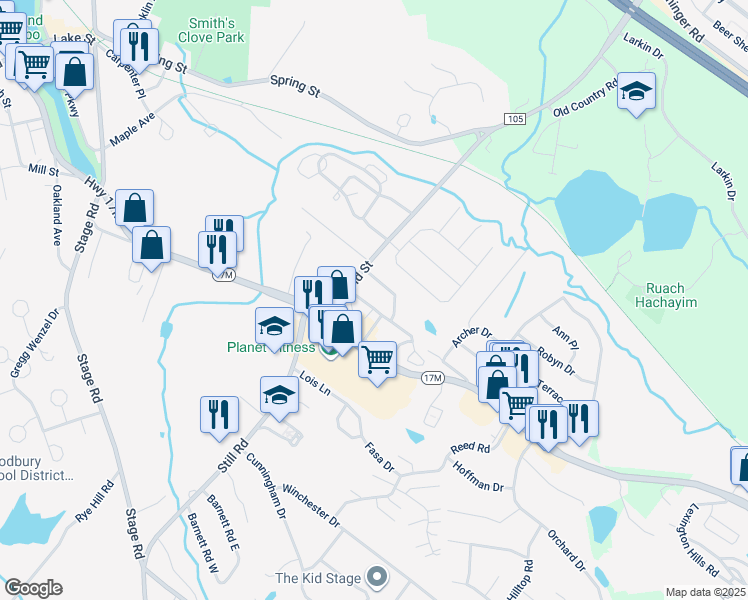 map of restaurants, bars, coffee shops, grocery stores, and more near 14 Kenny Drive in Monroe