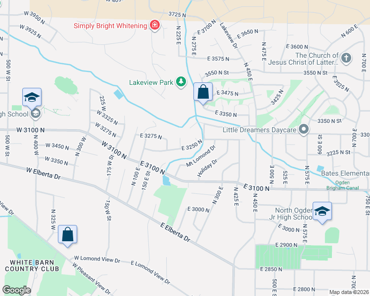 map of restaurants, bars, coffee shops, grocery stores, and more near 266 East 3250 North in Ogden