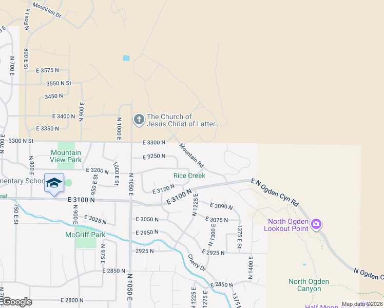 map of restaurants, bars, coffee shops, grocery stores, and more near 3246 Mountain Road in Ogden