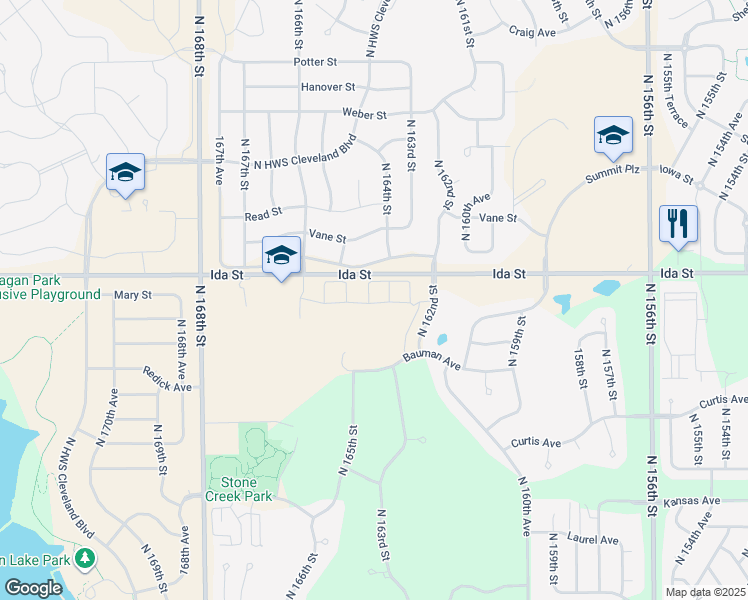 map of restaurants, bars, coffee shops, grocery stores, and more near 16207 Whitmore Street in Bennington