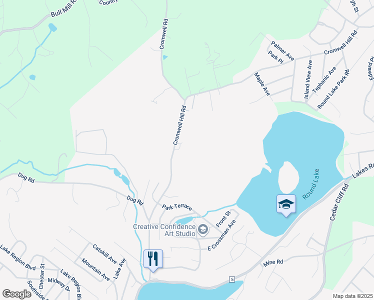 map of restaurants, bars, coffee shops, grocery stores, and more near 130 Cromwell Hill Road in Monroe