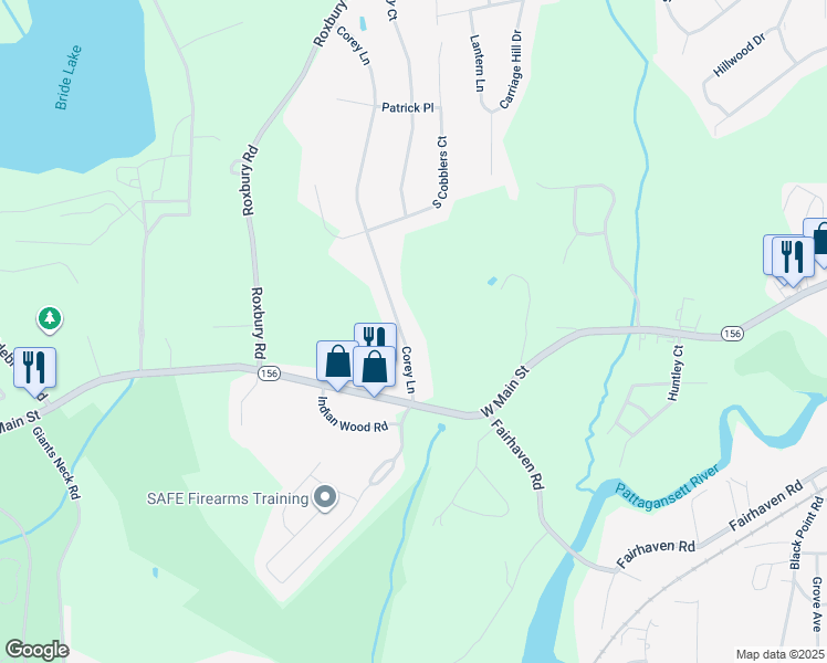 map of restaurants, bars, coffee shops, grocery stores, and more near 69 Corey Lane in East Lyme