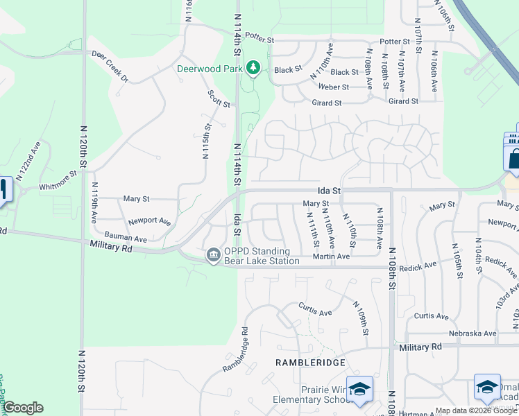 map of restaurants, bars, coffee shops, grocery stores, and more near 11281 Mary Street in Omaha