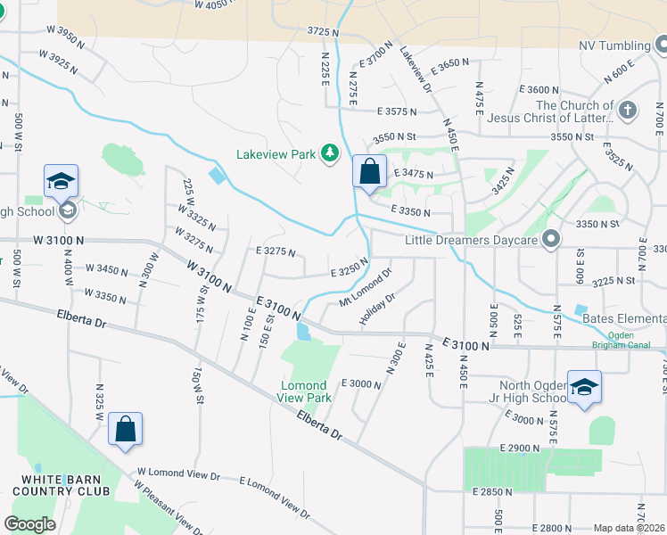 map of restaurants, bars, coffee shops, grocery stores, and more near 266 East 3250 North in Ogden