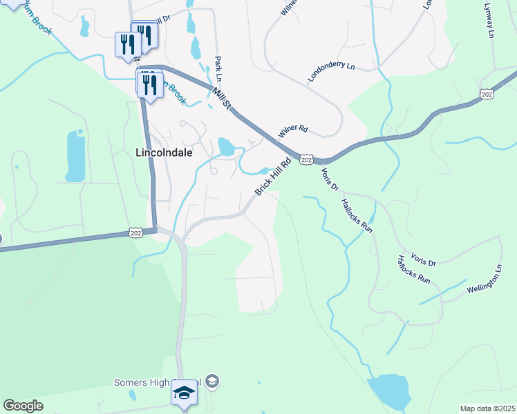 map of restaurants, bars, coffee shops, grocery stores, and more near 19 Brick Hill Road in Lincolndale