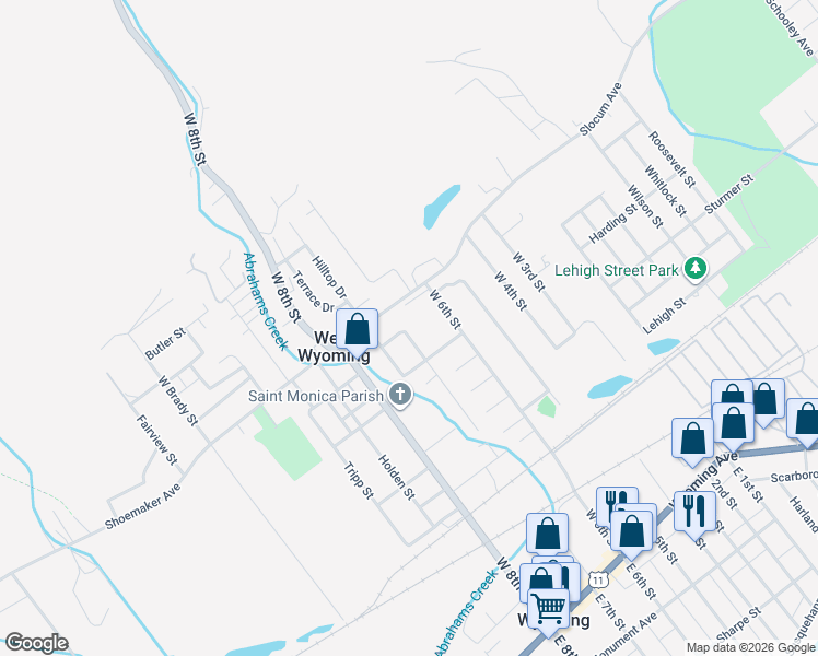 map of restaurants, bars, coffee shops, grocery stores, and more near 635 Avenue East in West Wyoming
