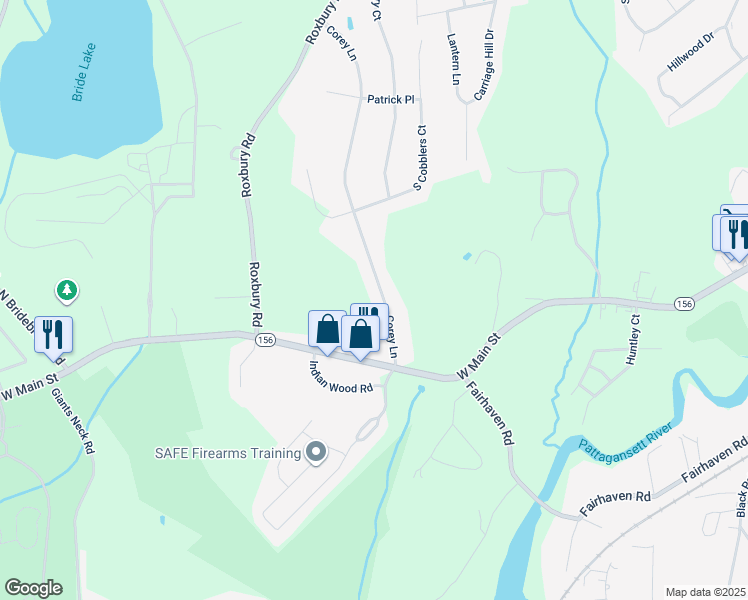 map of restaurants, bars, coffee shops, grocery stores, and more near 69 Corey Lane in East Lyme