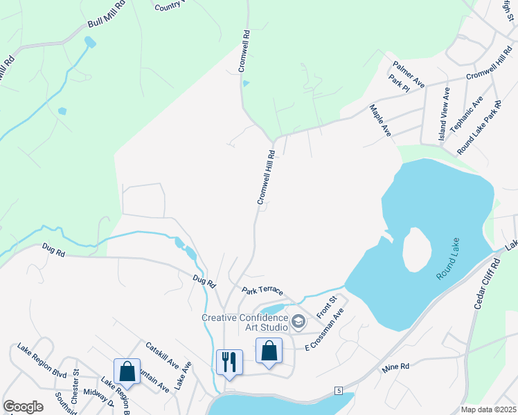 map of restaurants, bars, coffee shops, grocery stores, and more near 130 Cromwell Hill Road in Monroe