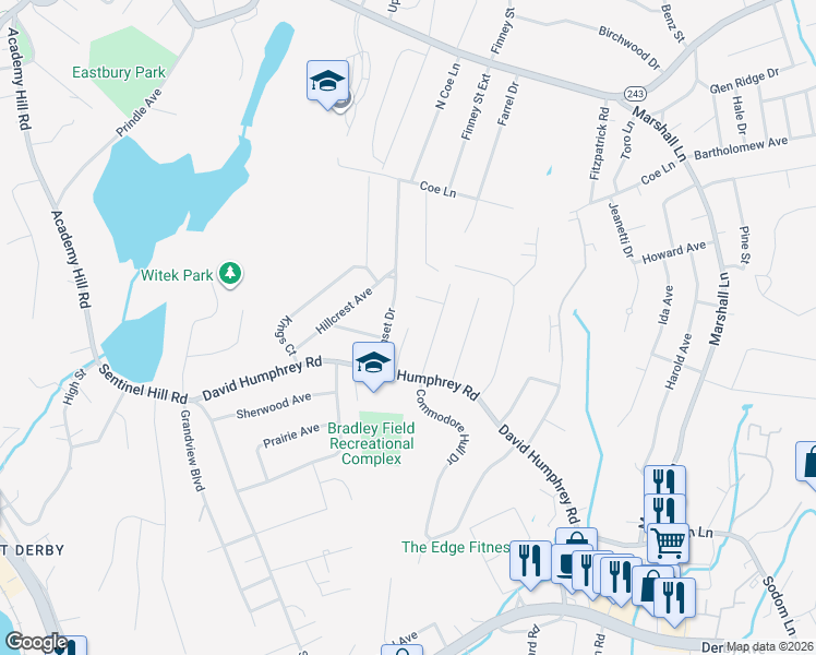 map of restaurants, bars, coffee shops, grocery stores, and more near 5 Frank Gates Lane in Derby