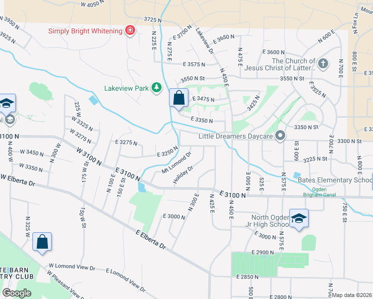 map of restaurants, bars, coffee shops, grocery stores, and more near 365 East 3250 North in Ogden