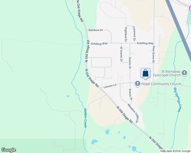 map of restaurants, bars, coffee shops, grocery stores, and more near 1212 North Old Stage Road in Mount Shasta