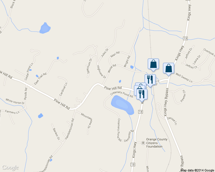 map of restaurants, bars, coffee shops, grocery stores, and more near 2 Wood Road in Chester