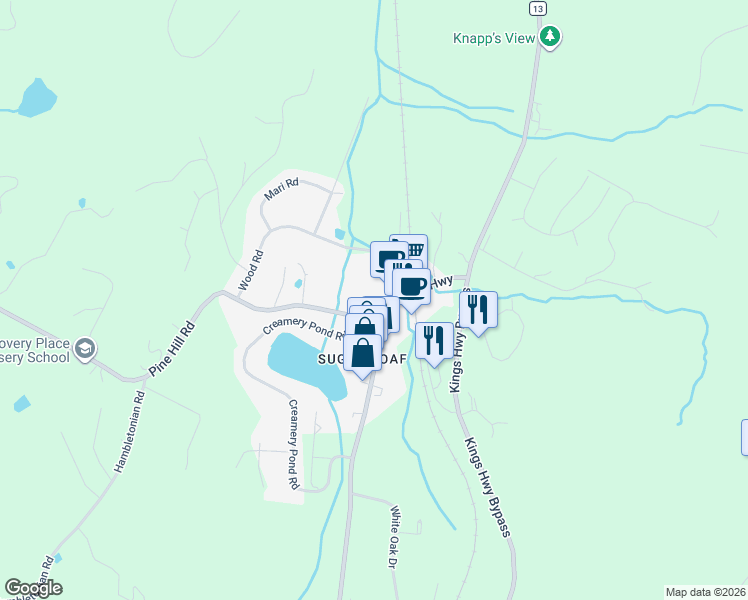 map of restaurants, bars, coffee shops, grocery stores, and more near 12 Pine Hill Road in Chester
