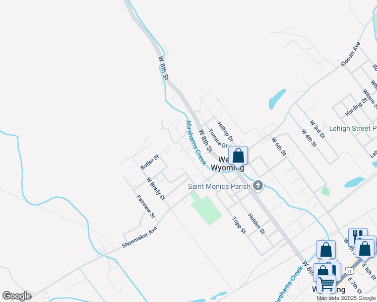 map of restaurants, bars, coffee shops, grocery stores, and more near 583 West Sperling Street in Wyoming