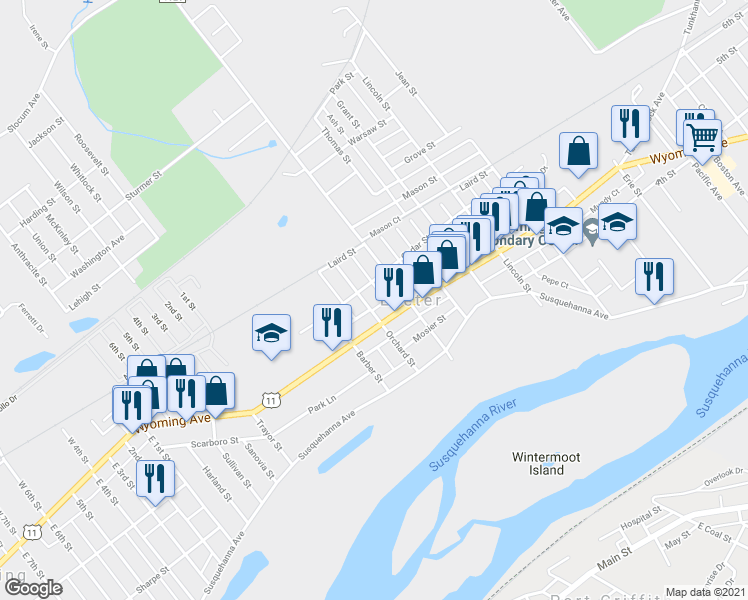 map of restaurants, bars, coffee shops, grocery stores, and more near 107-109 Schooley Ave in Exeter