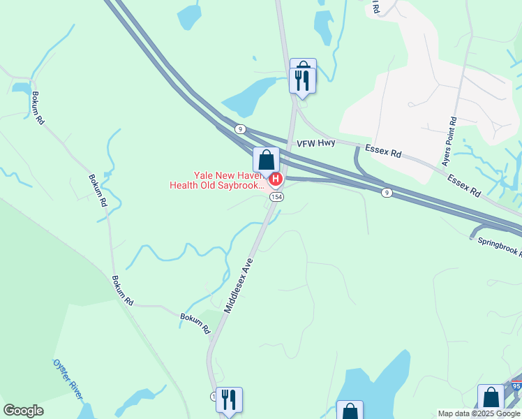 map of restaurants, bars, coffee shops, grocery stores, and more near 599 Middlesex Turnpike in Old Saybrook