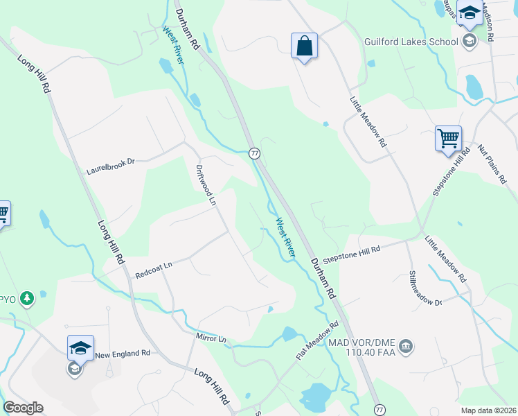 map of restaurants, bars, coffee shops, grocery stores, and more near 101 Michael Drive in Guilford