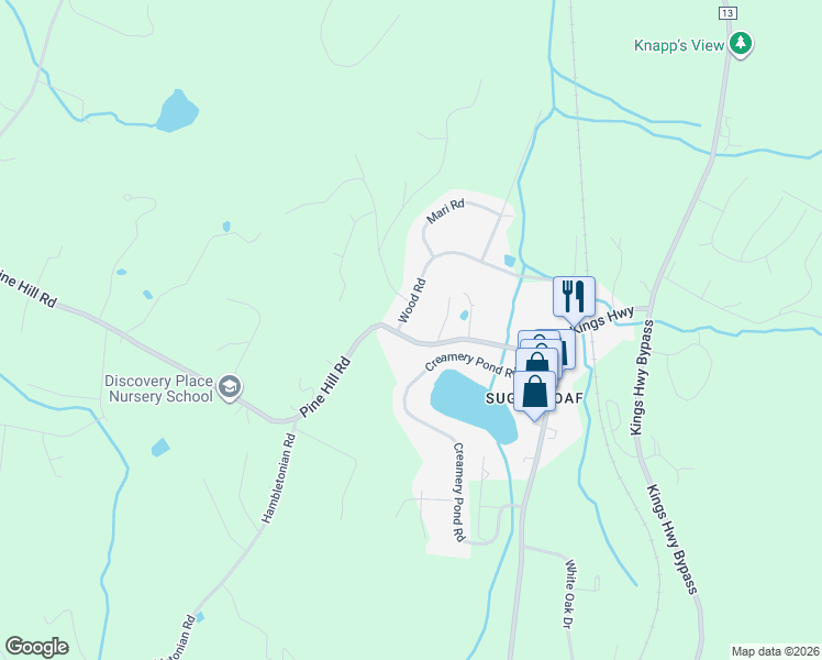 map of restaurants, bars, coffee shops, grocery stores, and more near 2 Wood Road in Chester