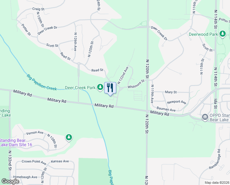 map of restaurants, bars, coffee shops, grocery stores, and more near 12254 Mary Plaza in Omaha