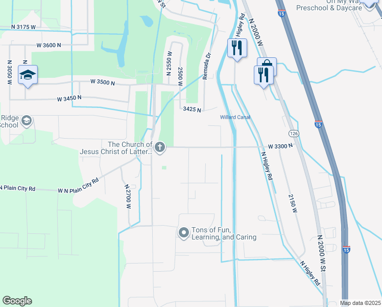map of restaurants, bars, coffee shops, grocery stores, and more near 3288 2500 West in Ogden